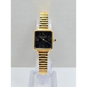 Lola Rose Cube Black Onyx Gold Tone Square Womens Dress Quartz Watch New Battery